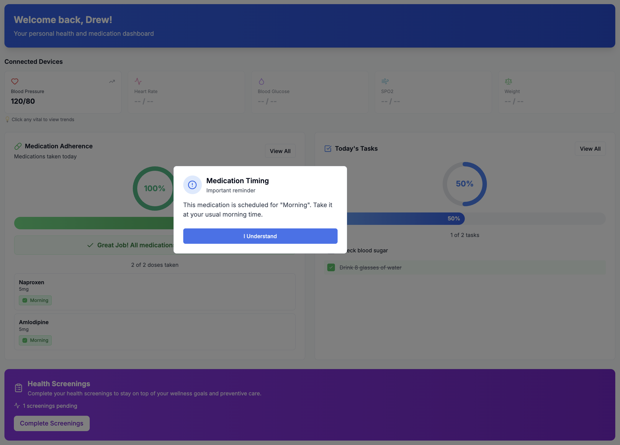 Healthflow Patient Dashboard